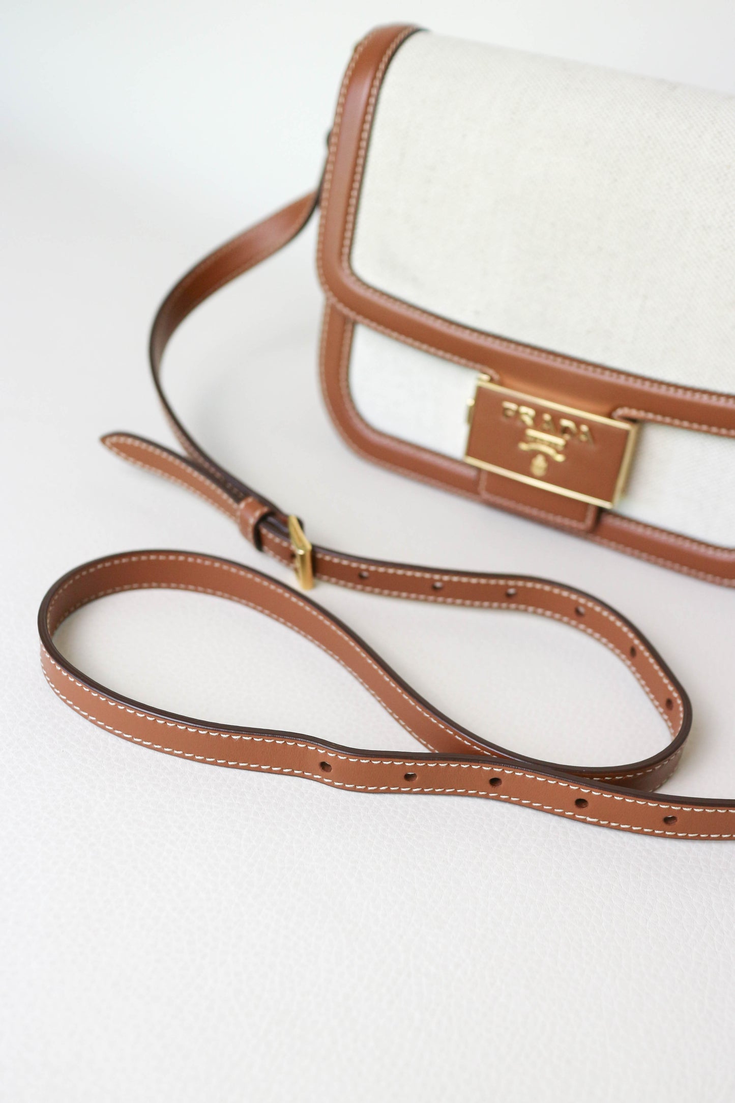 Prada Canvas Crossbody Bag Brown