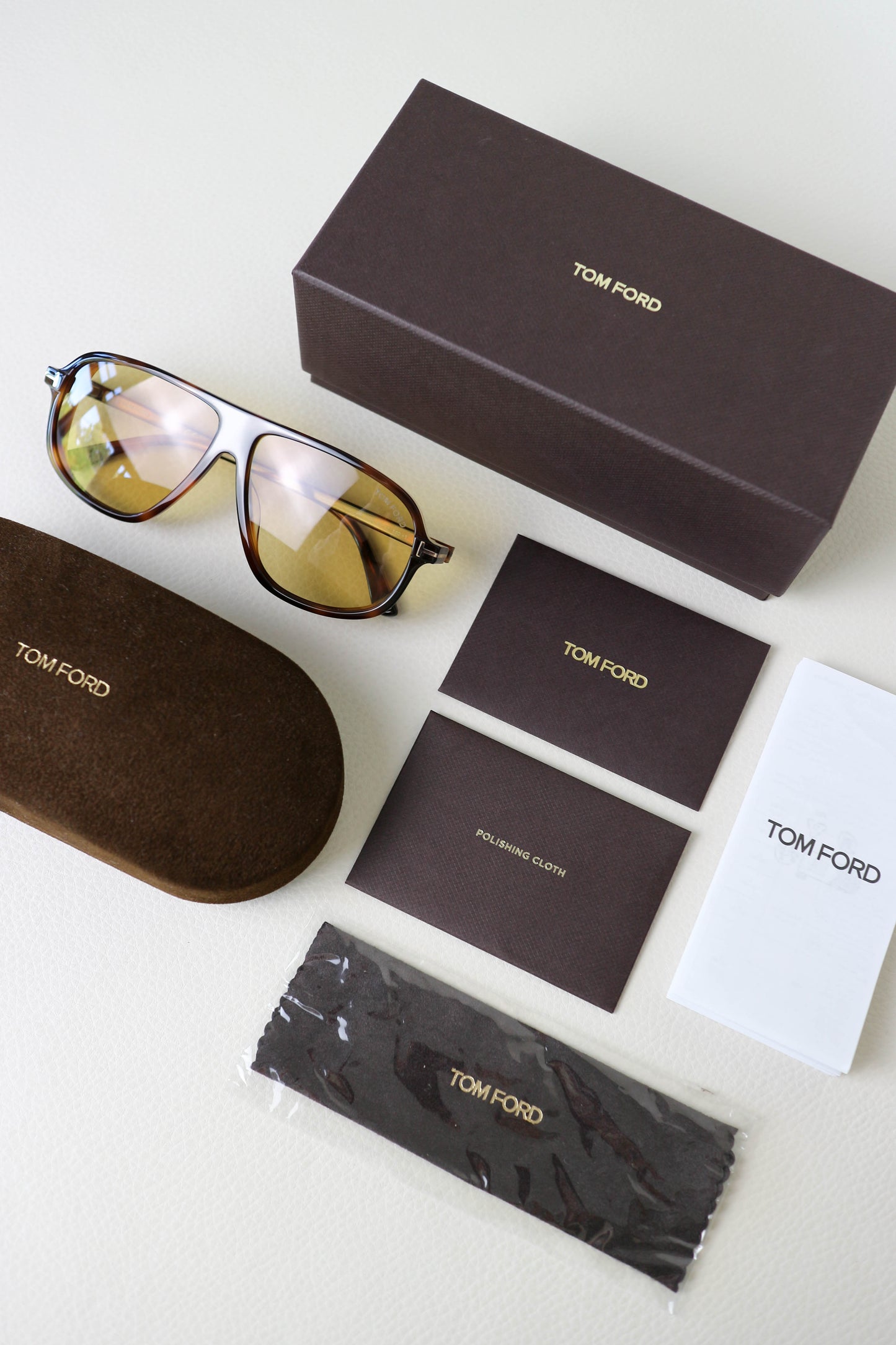 Tom Ford Aviator Tinted Sunglasses Tortoise