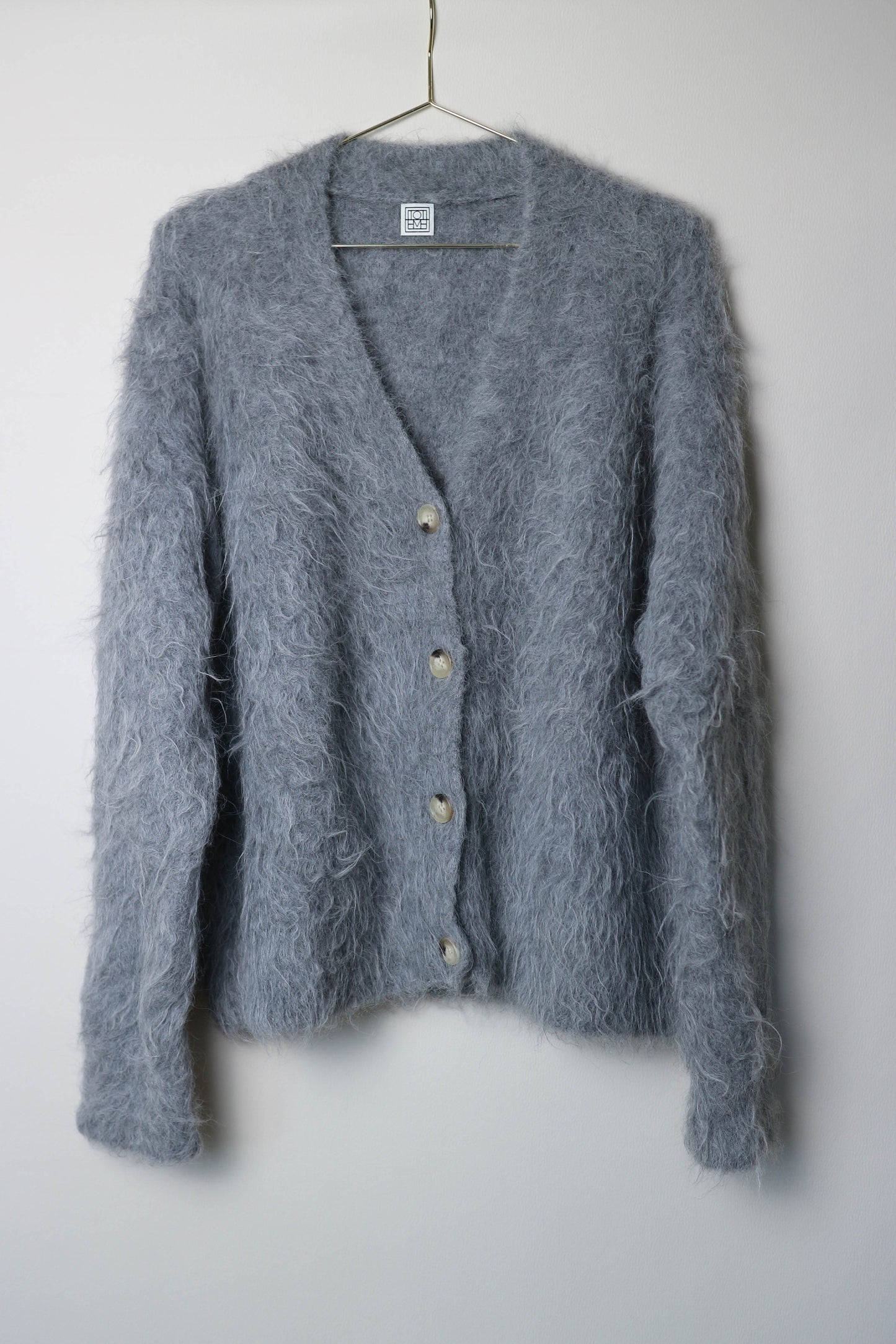 TOTEME Boxy Alpaca Knit Cardigan Grey