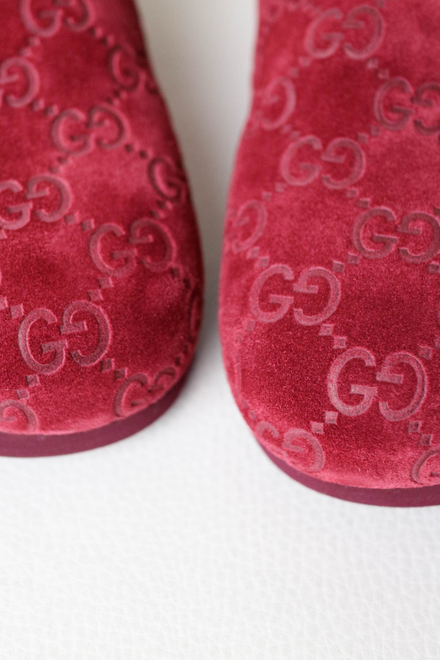 Gucci Suede Horsebit Mules Burgundy