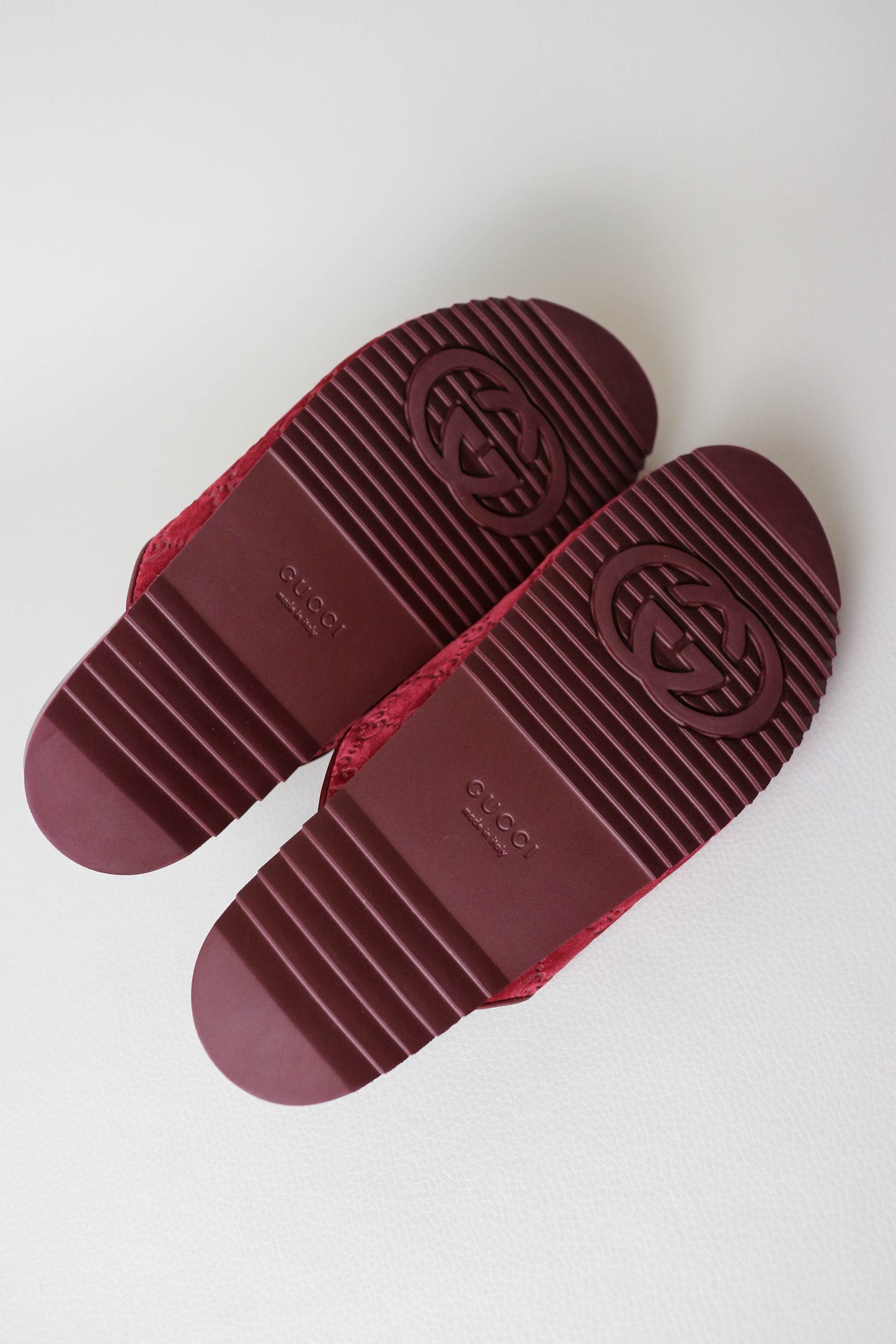 Gucci Suede Horsebit Mules Burgundy