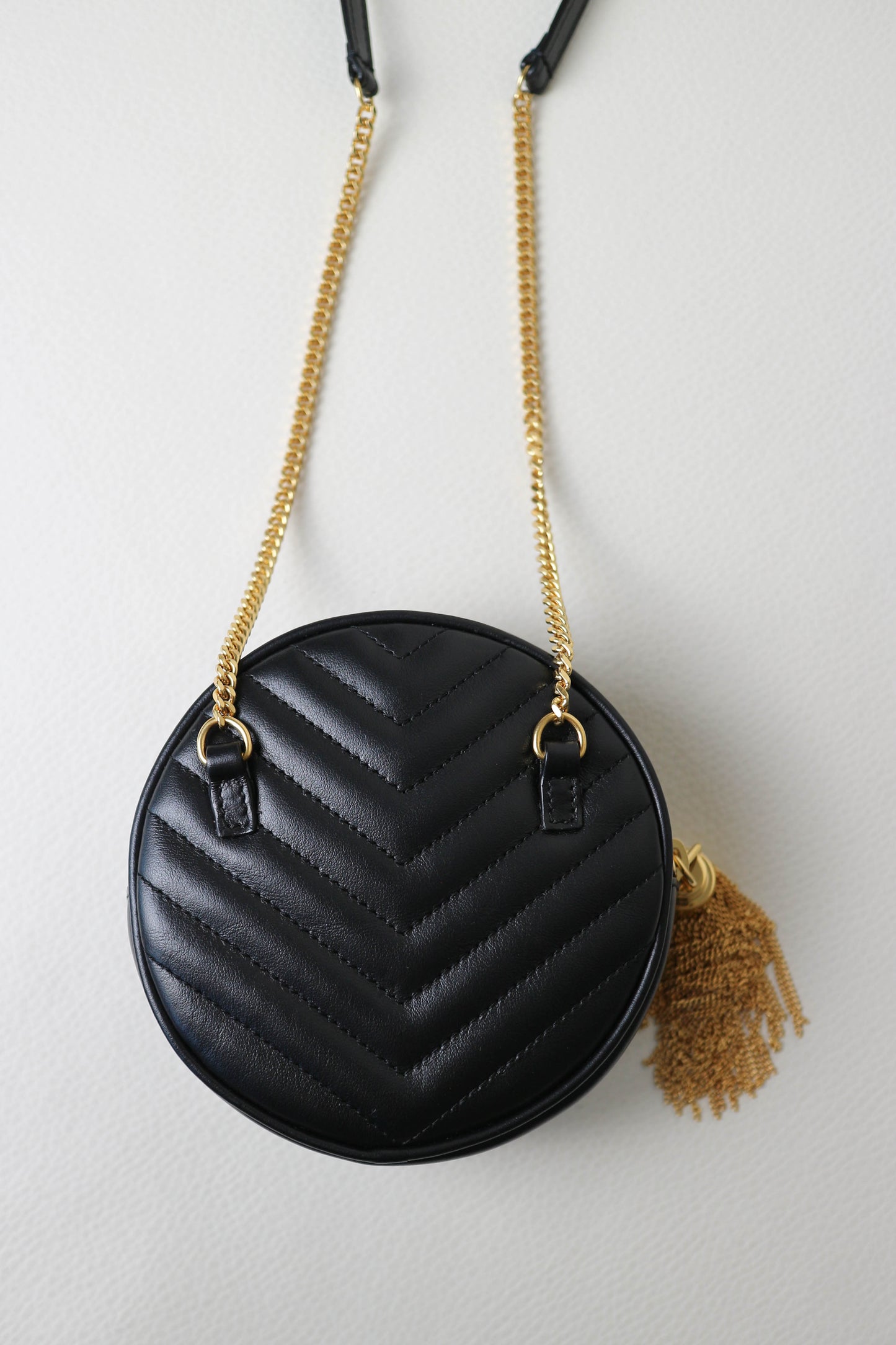 Saint Laurent Logo Round Mini Bag Black