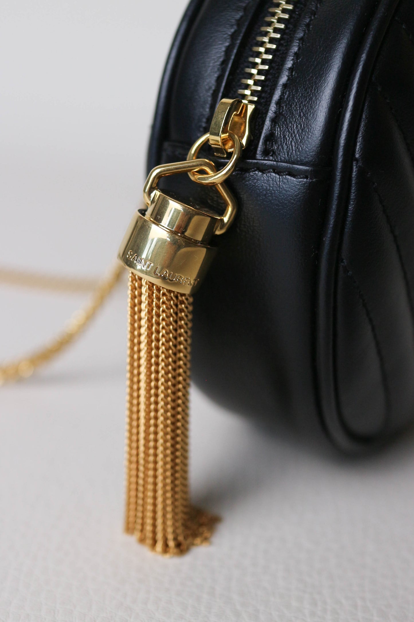 Saint Laurent Logo Round Mini Bag Black