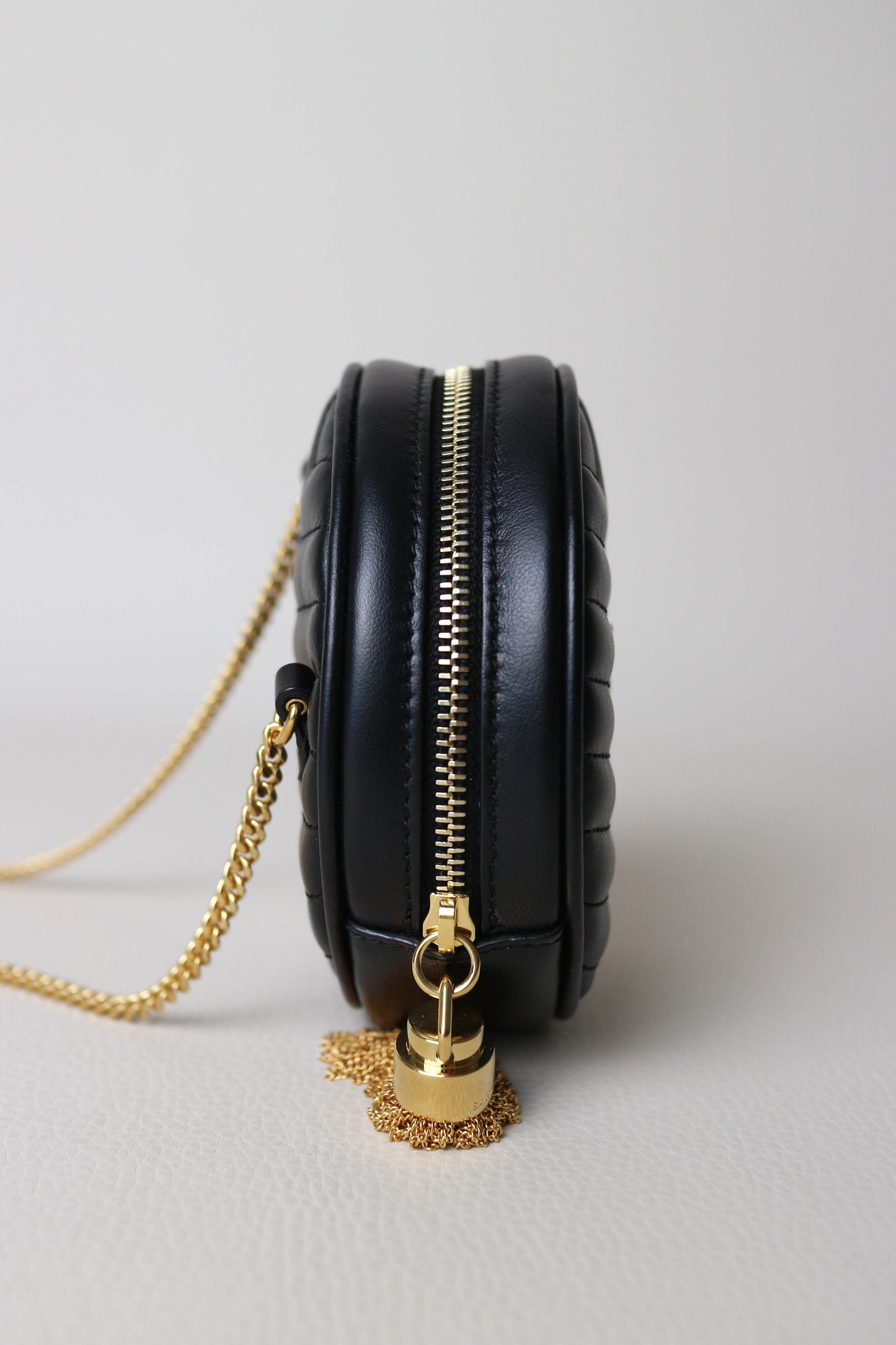 Saint Laurent Logo Round Mini Bag Black