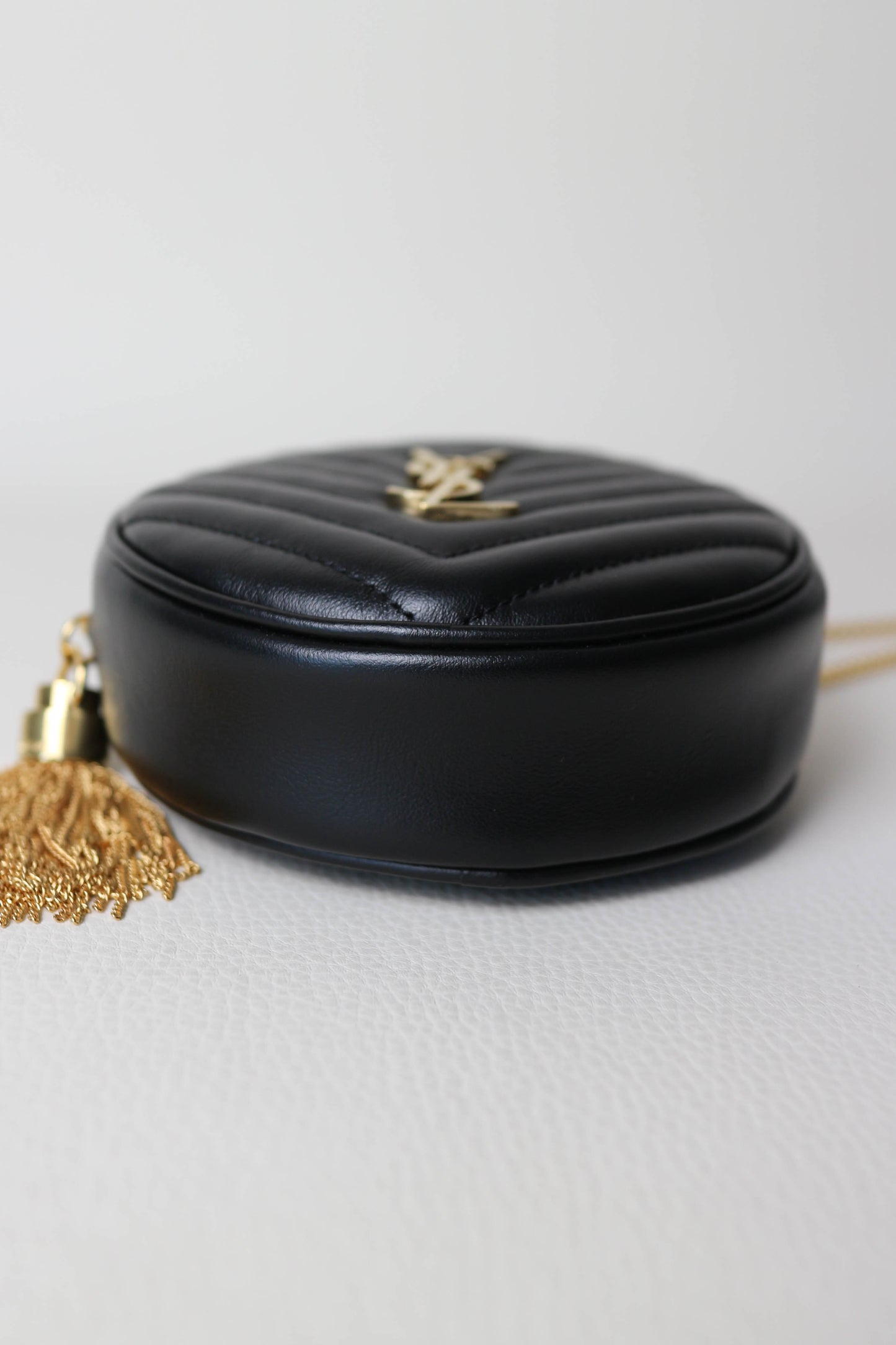 Saint Laurent Logo Round Mini Bag Black