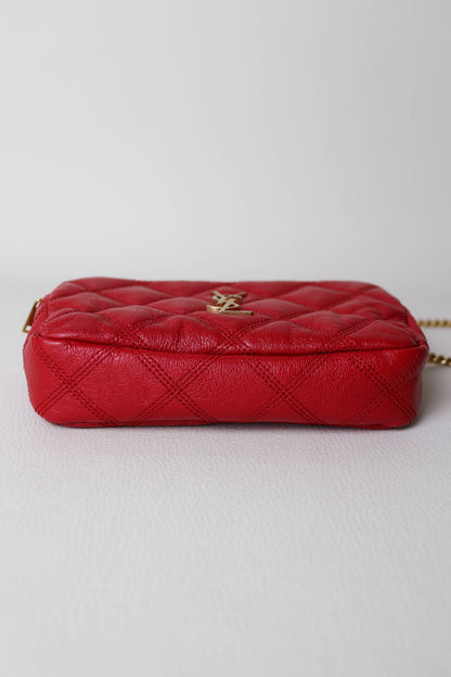 Saint Laurent Logo Mini Crossbody Bag Red