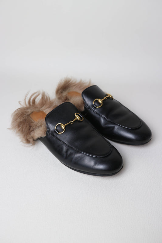 Gucci Princetown Fur Loafers Black