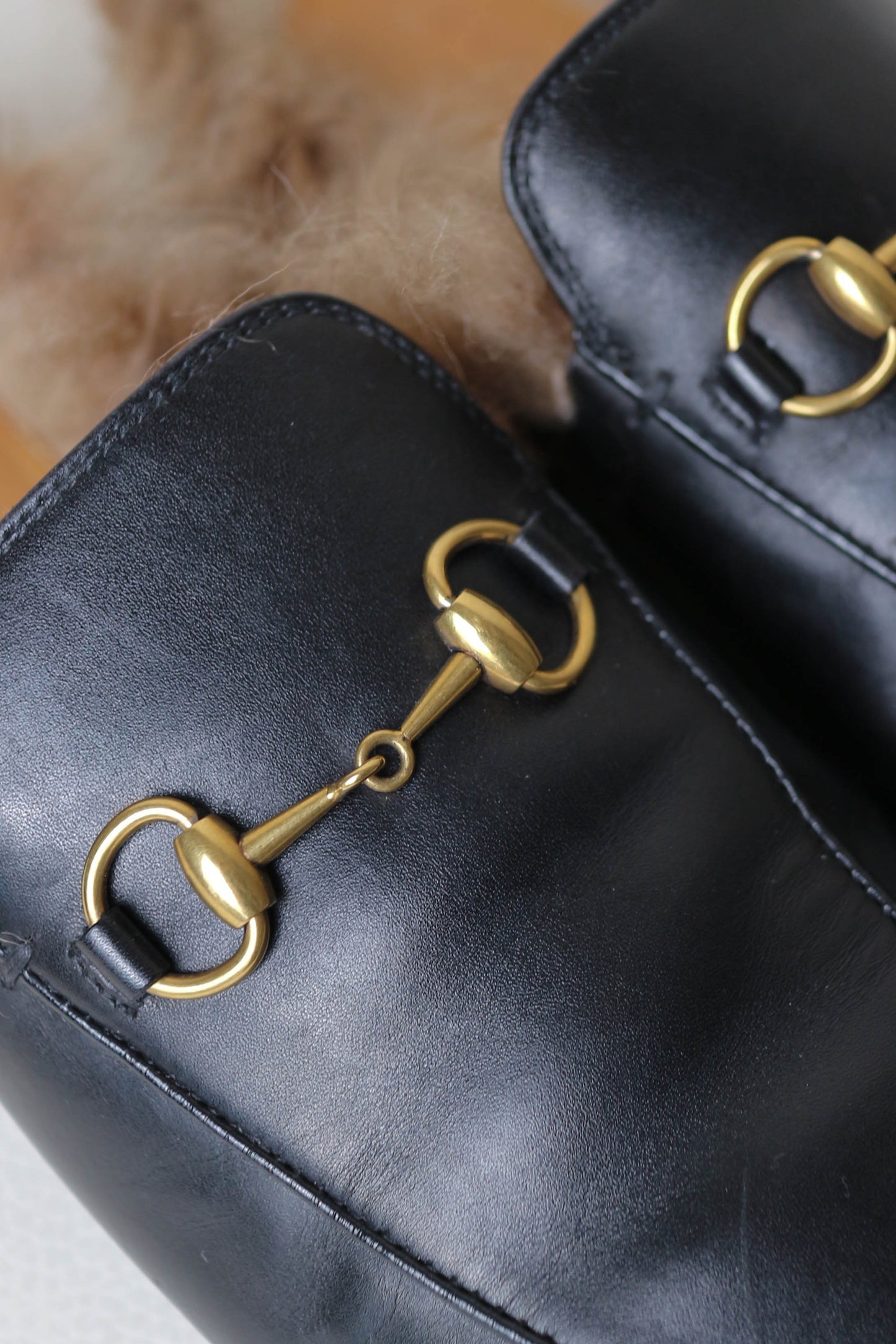 Gucci Princetown Fur Loafers Black