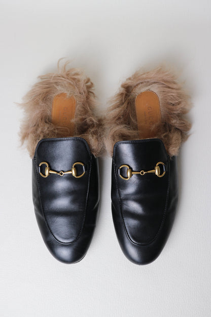 Gucci Princetown Fur Loafers Black