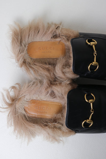Gucci Princetown Fur Loafers Black