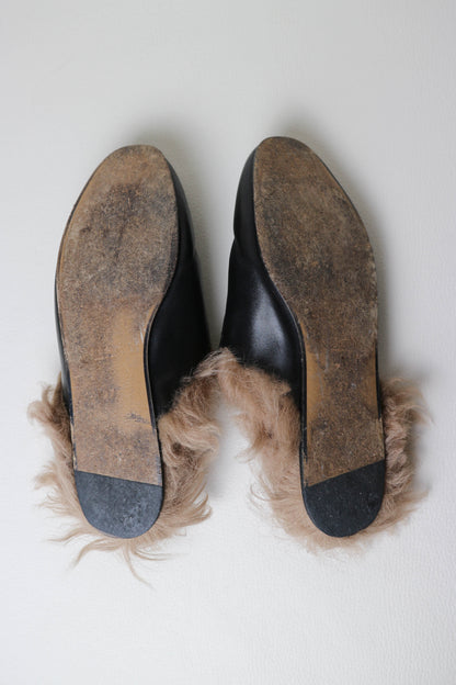 Gucci Princetown Fur Loafers Black