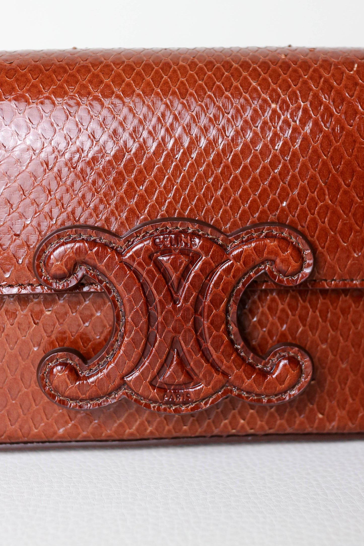 CELINE Triomphe Python Chain Shoulder Bag