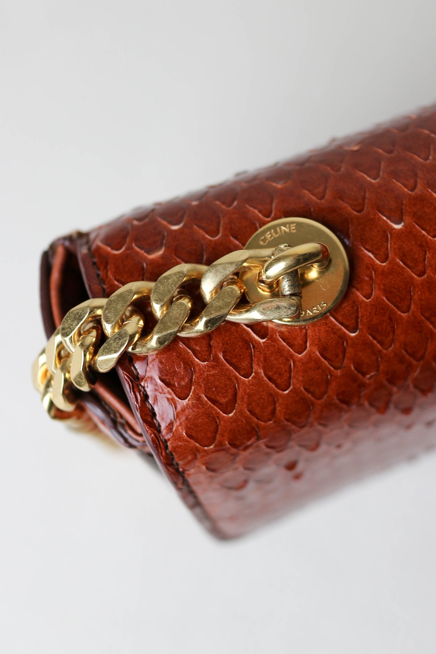 CELINE Triomphe Python Chain Shoulder Bag