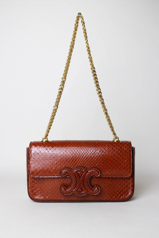 CELINE Triomphe Python Chain Shoulder Bag