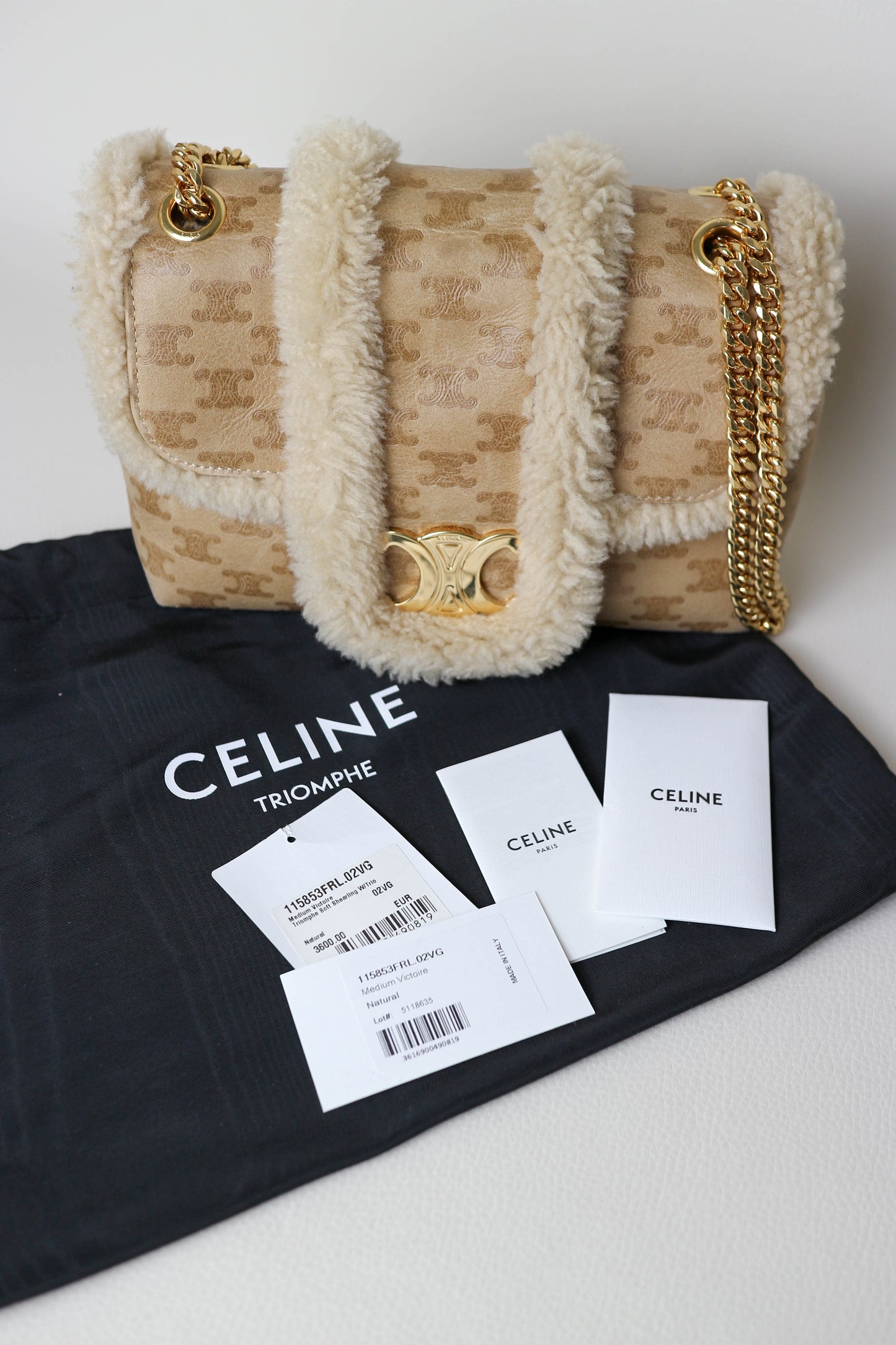 CELINE Triomphe Shearling Bag