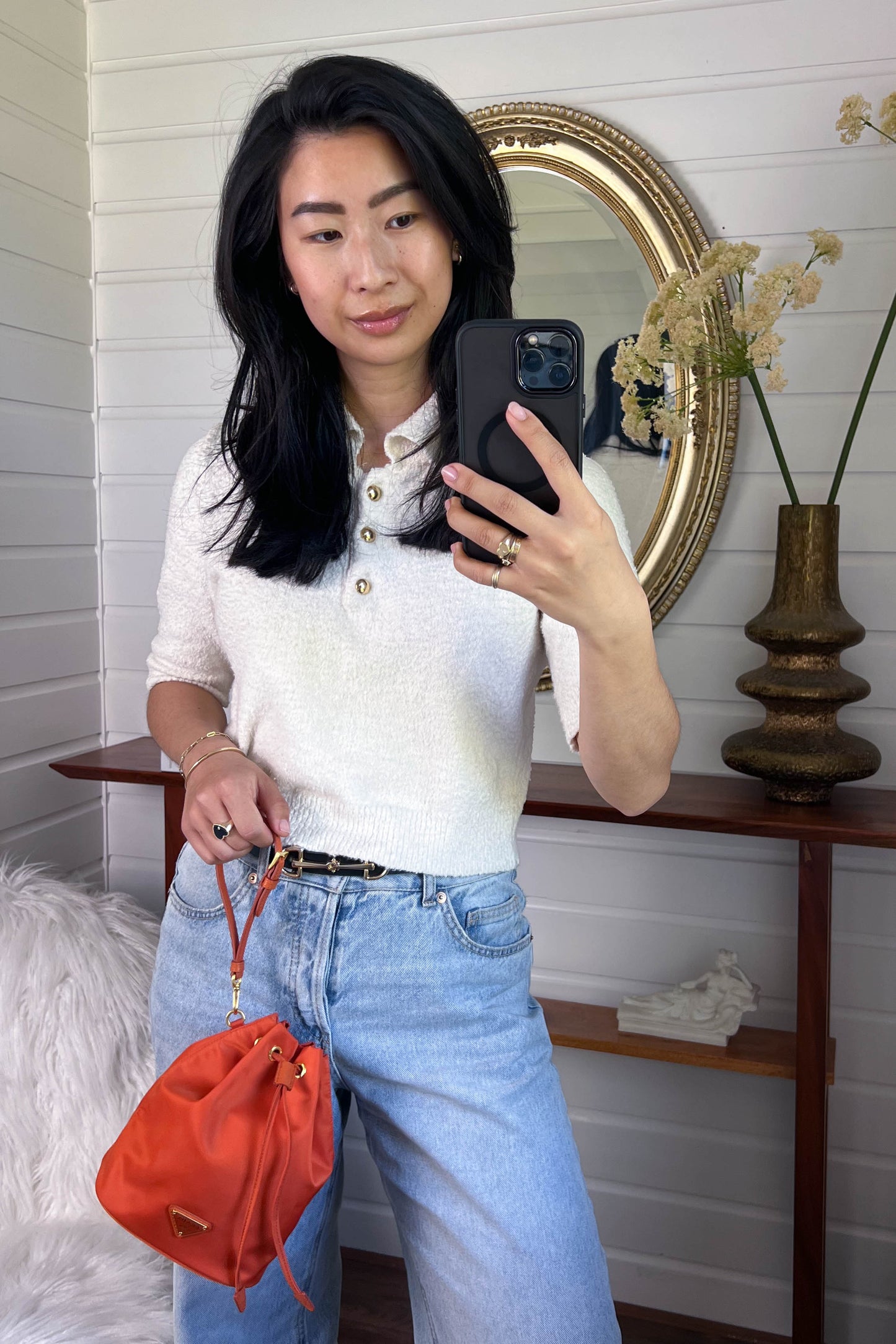 Prada Nylon Bucket Bag Orange