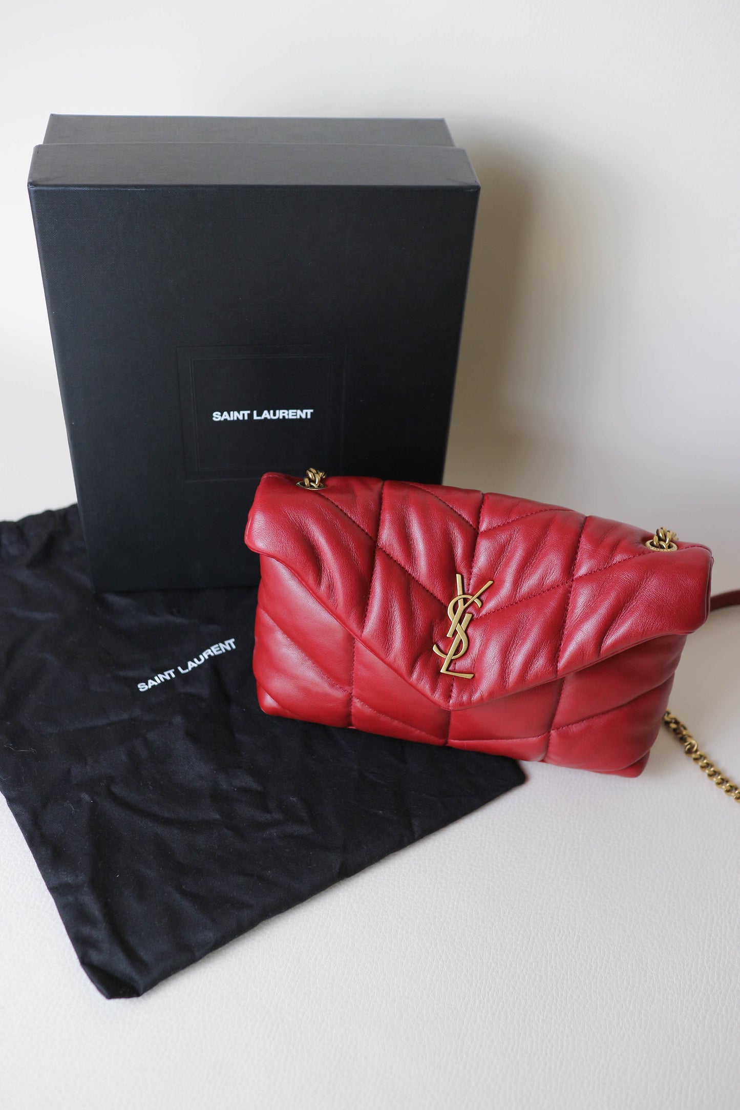 Saint Laurent Loulou Puffer Bag Red