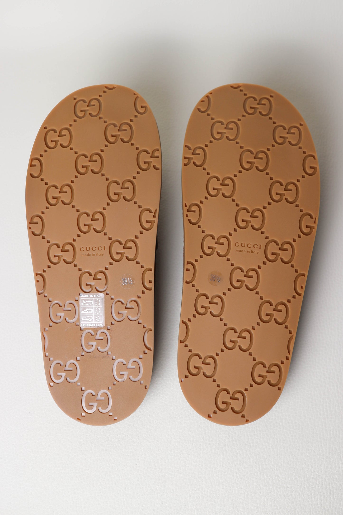Gucci Monogram Suede Mules Brown