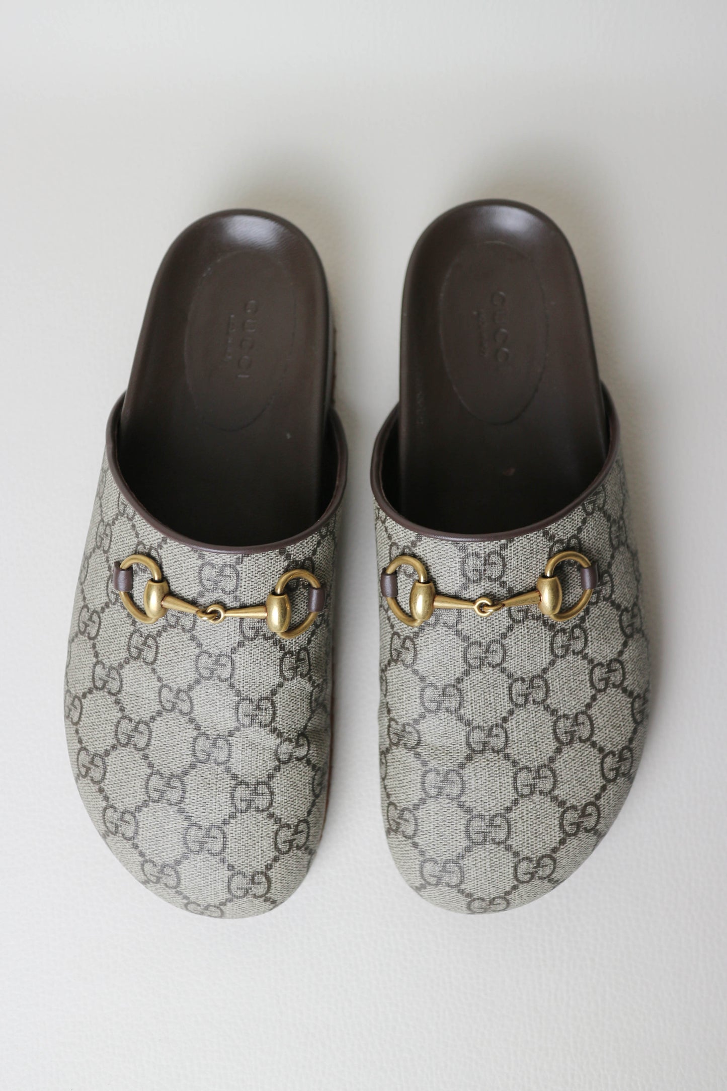 Gucci Horsebit Monogram Canvas Mules