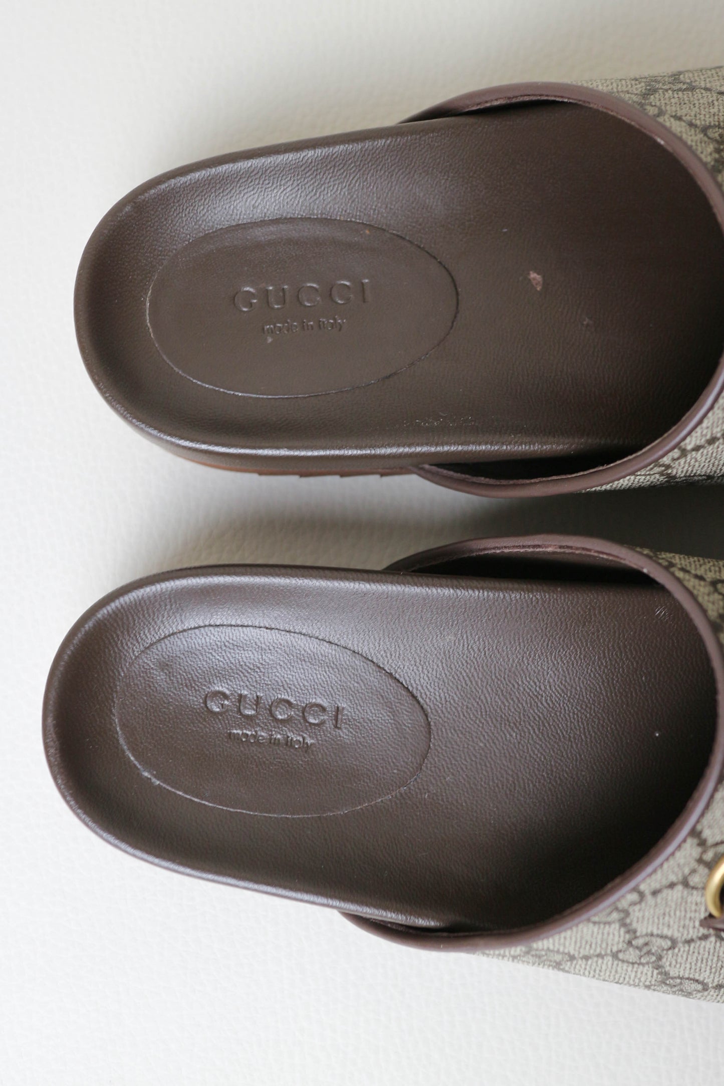 Gucci Horsebit Monogram Canvas Mules