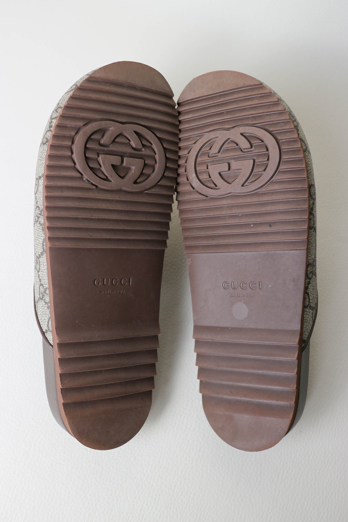 Gucci Horsebit Monogram Canvas Mules