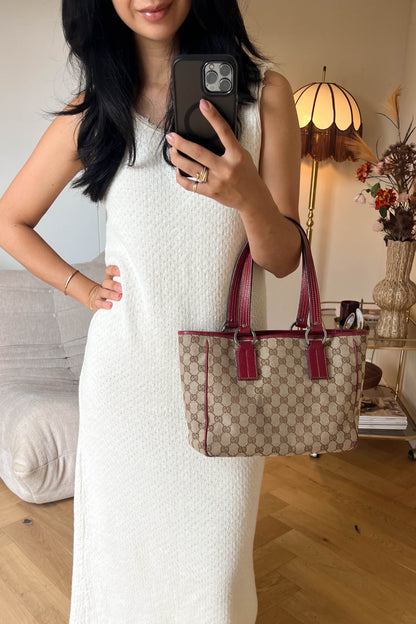 Gucci Vintage Canvas Tote Bag Red