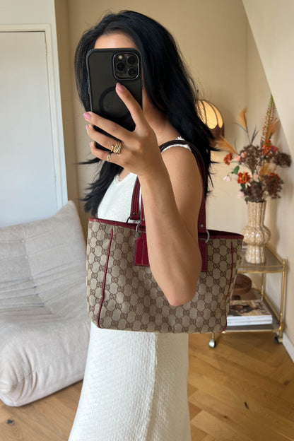 Gucci Vintage Canvas Tote Bag Red