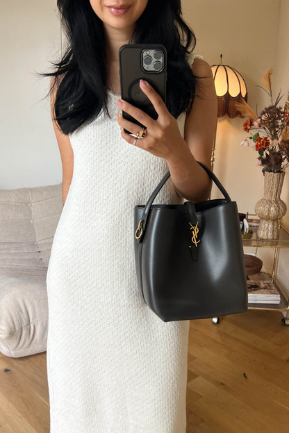 Saint Laurent Le 37 Logo Bucket Bag Grey