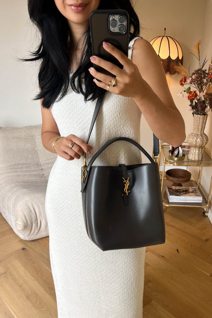 Saint Laurent Le 37 Logo Bucket Bag Grey