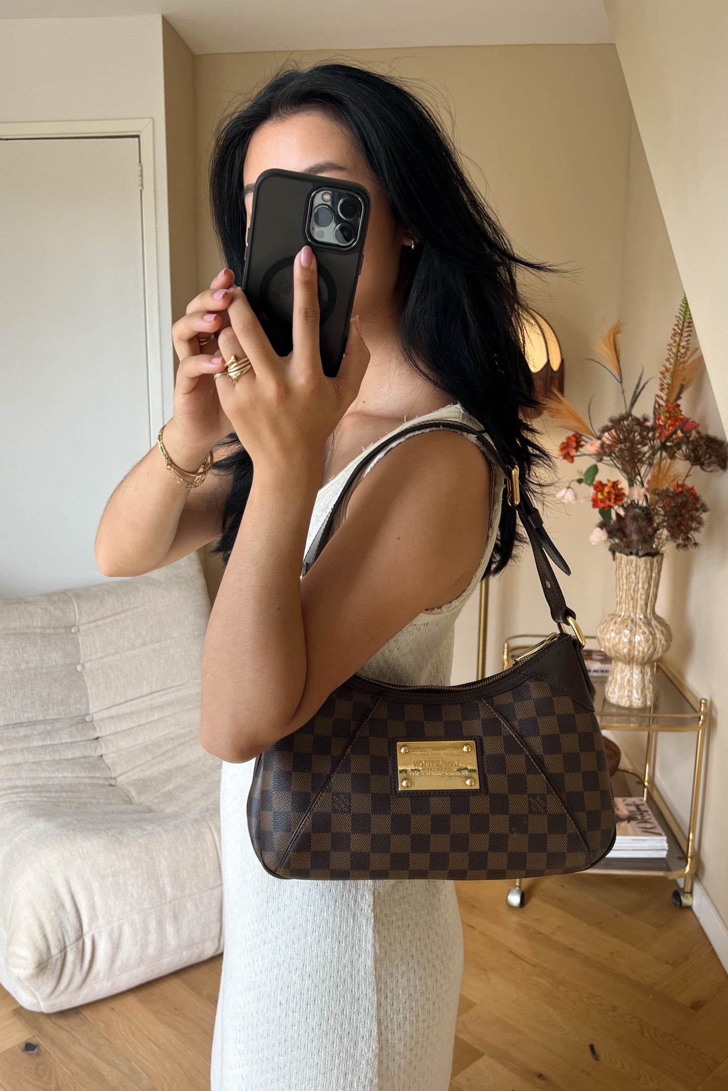 Louis Vuitton Vintage Damier Ebene Thames Shoulder Bag
