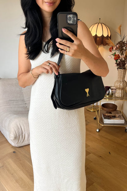 AMI Paris Paname Logo Shoulder Bag Black