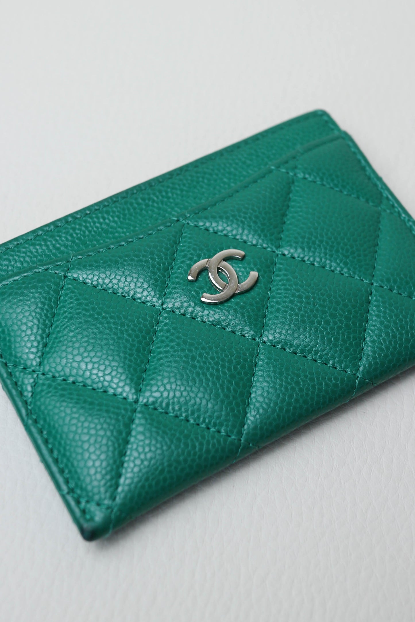 Chanel CC Card Holder Green