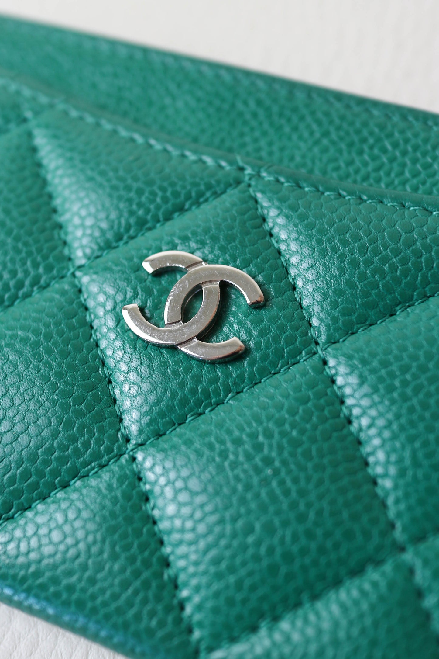 Chanel CC Card Holder Green