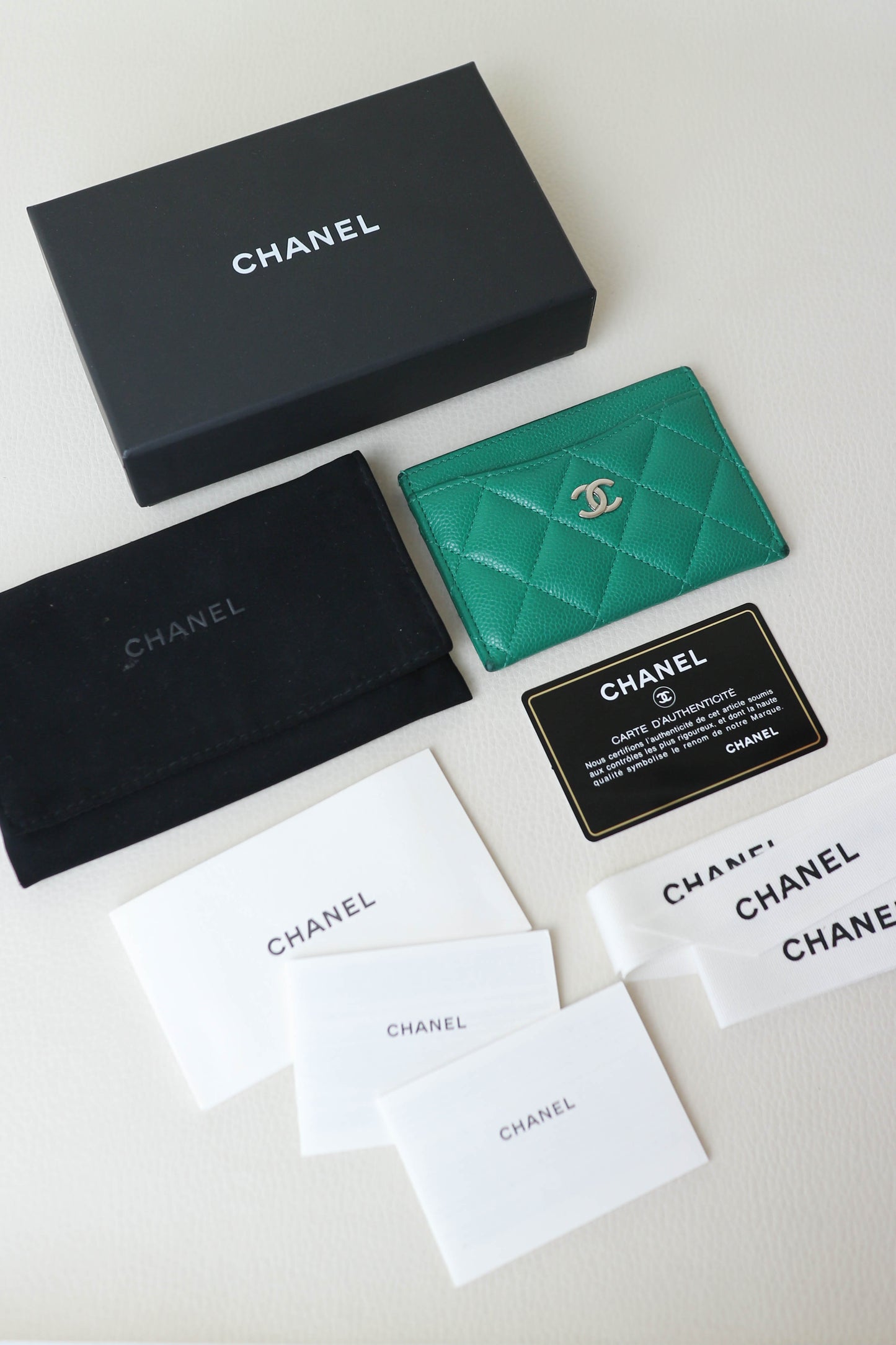 Chanel CC Card Holder Green