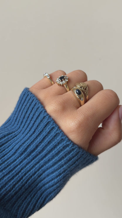 Vintage Sapphire and Diamond Oval Cluster Ring