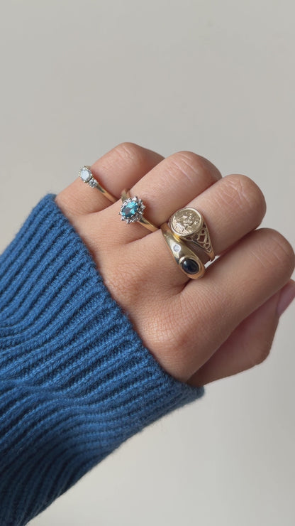 Vintage Topaz and Diamond Cluster Ring