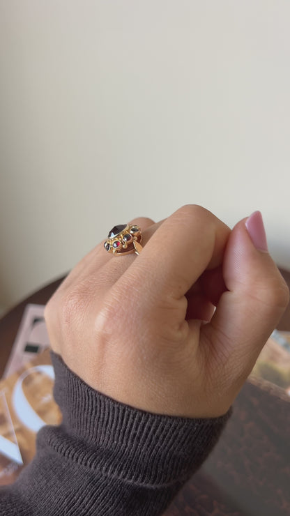 Vintage Round Garnet Ring
