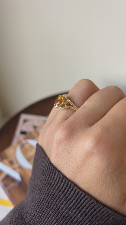 Vintage Citrine Oval Twig Ring