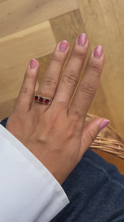 Vintage Garnet Heart Ring