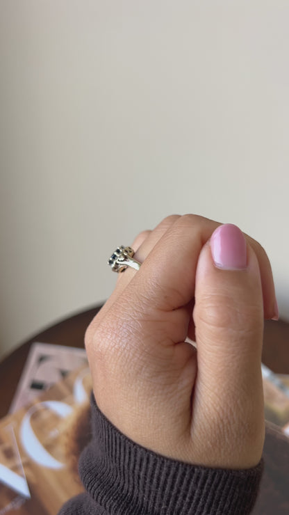 Vintage Sapphire and Diamond Cluster Ring