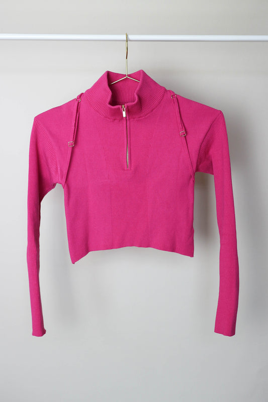 Jacquemus La Maille Bormio Turtleneck Knit Top Pink