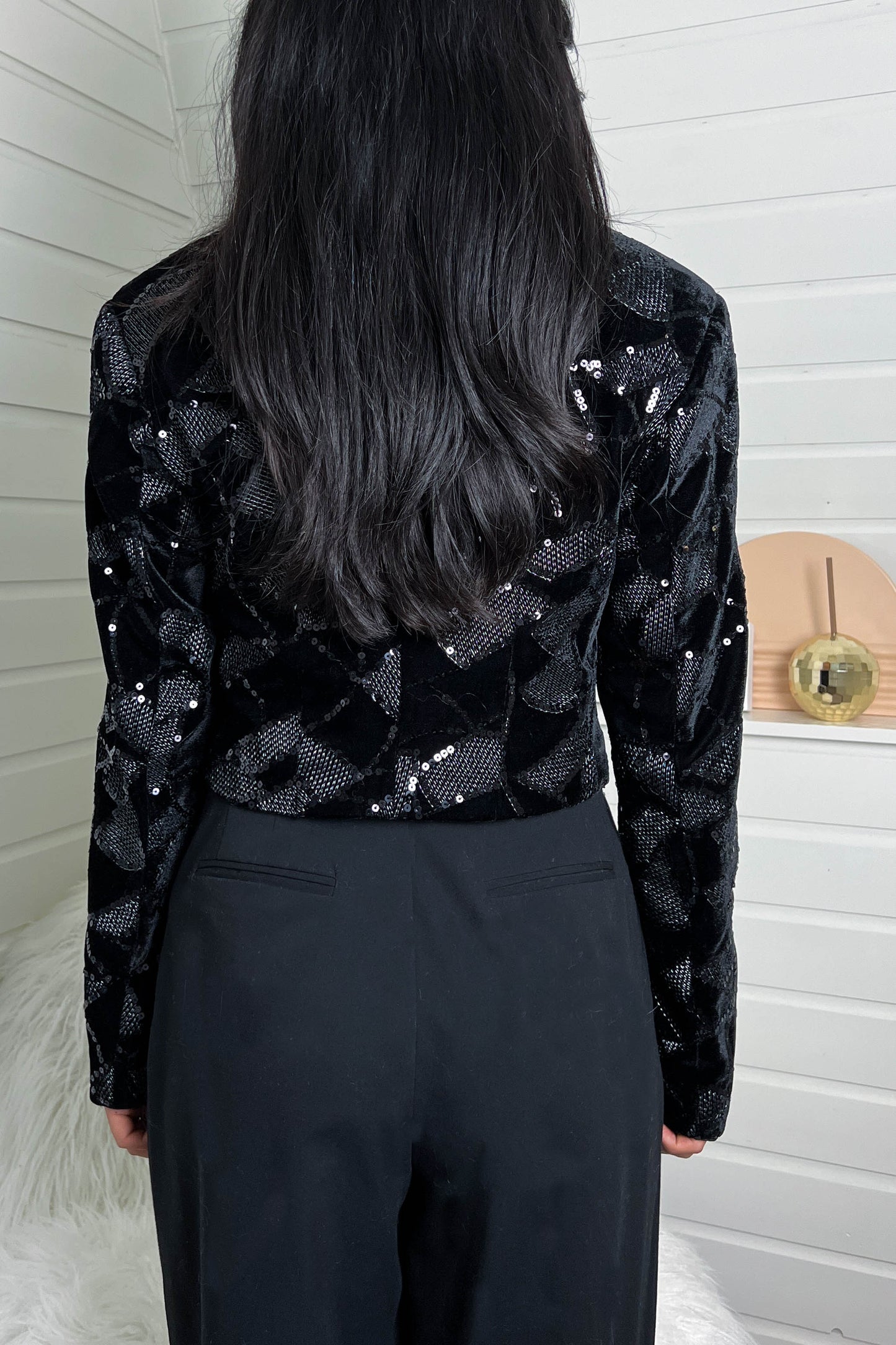 ROTATE Caroline Sequin Cropped Blazer