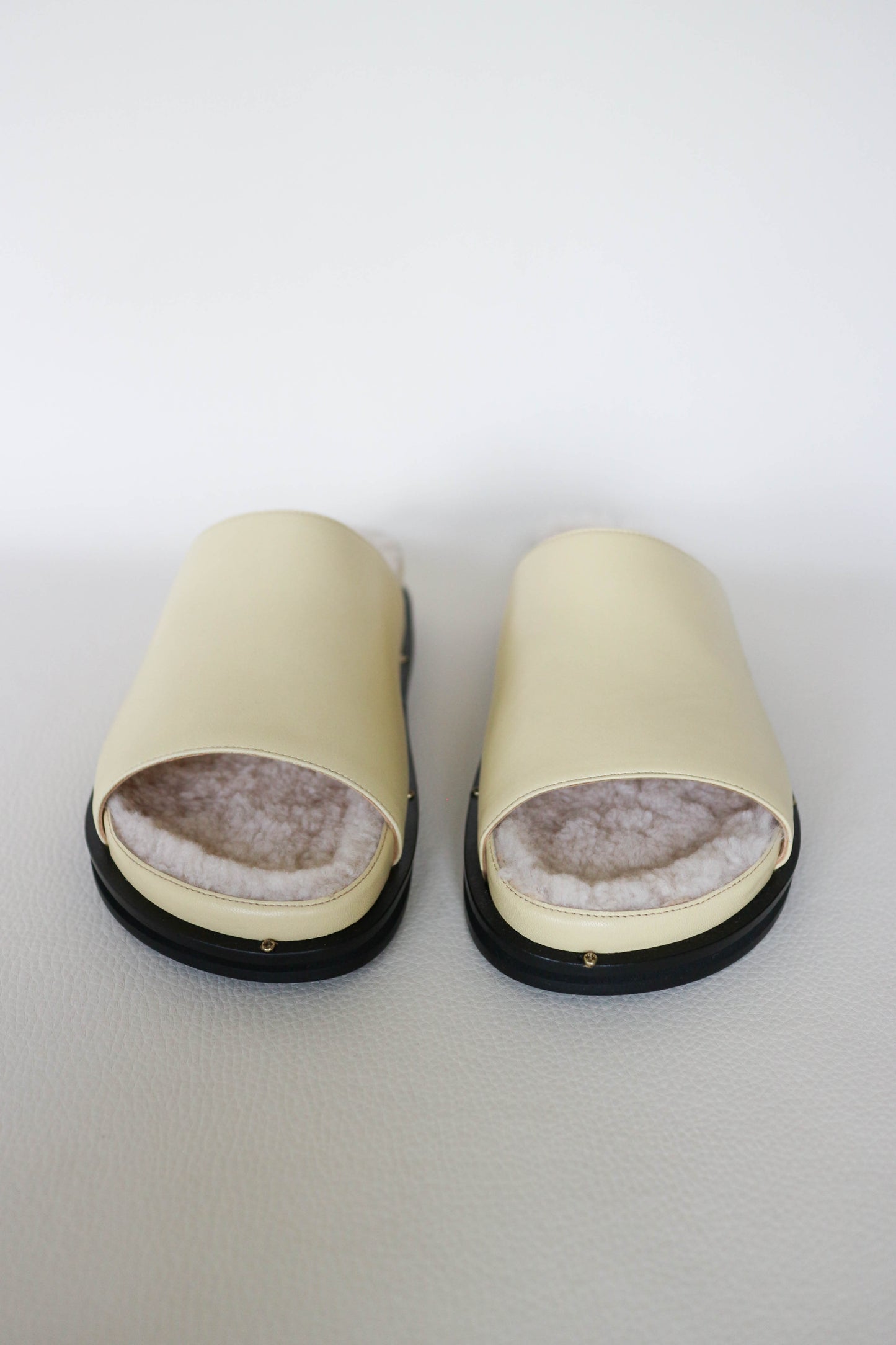 Wandler Vera Shearling Slides Cream