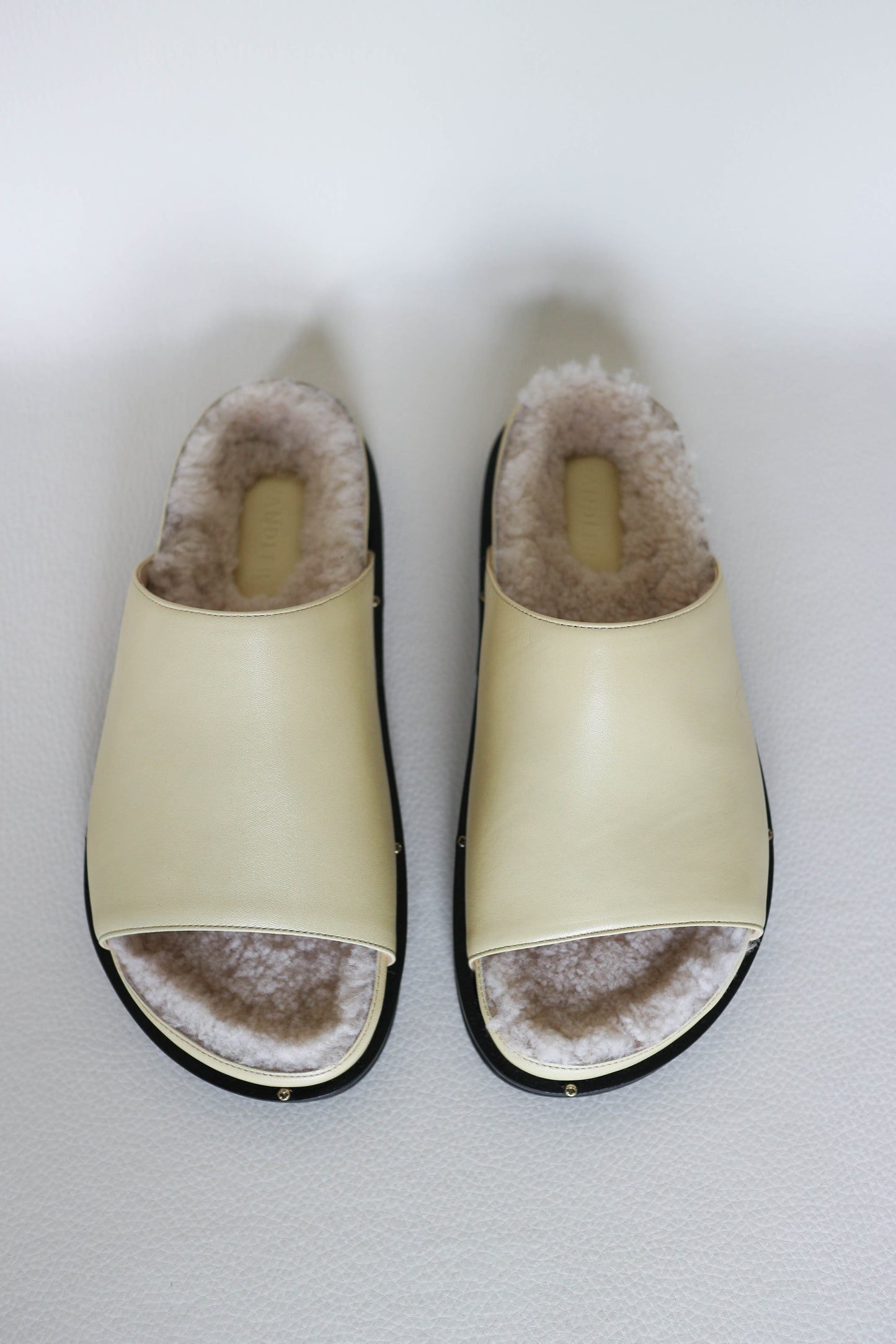 Wandler Vera Shearling Slides Cream