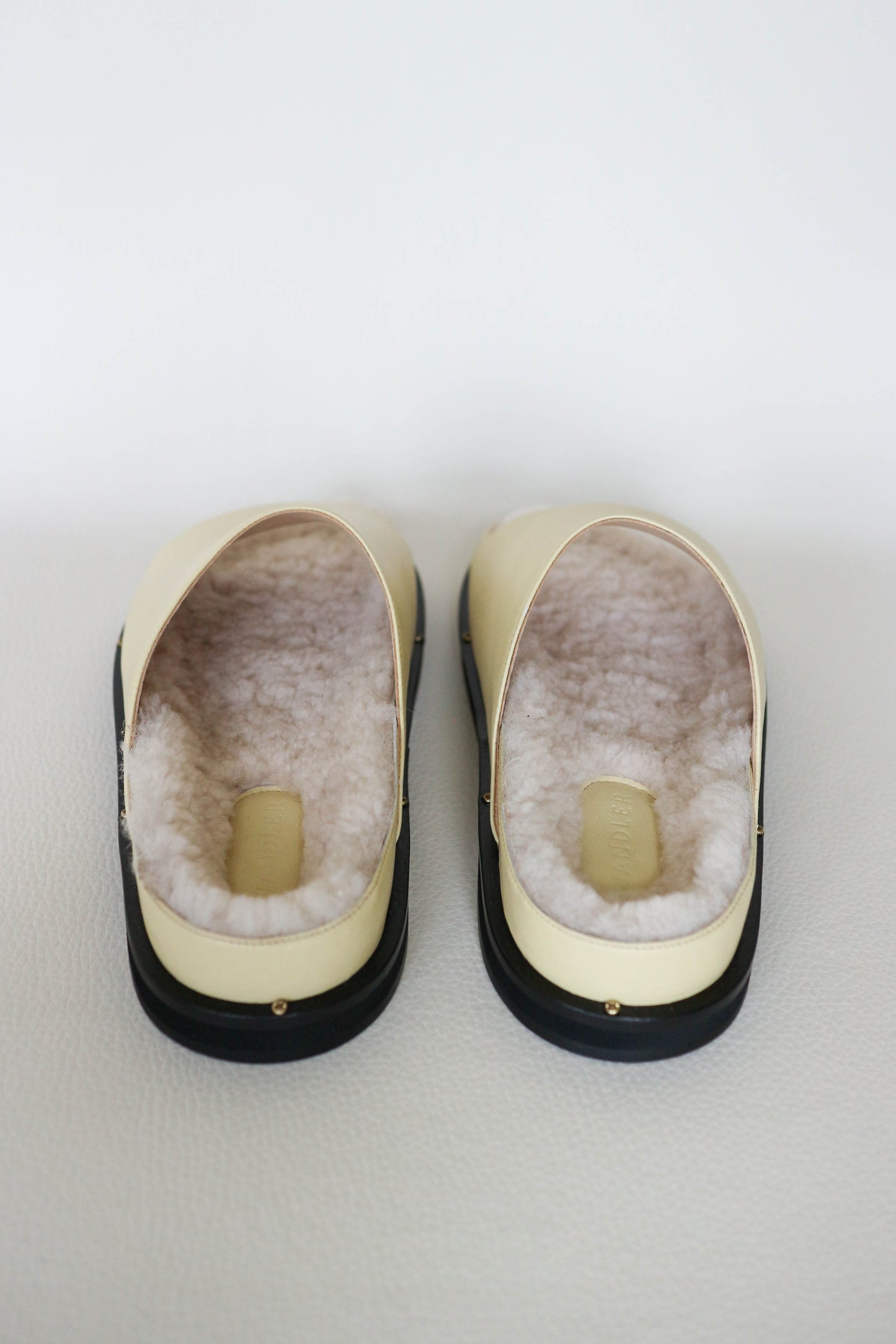 Wandler Vera Shearling Slides Cream