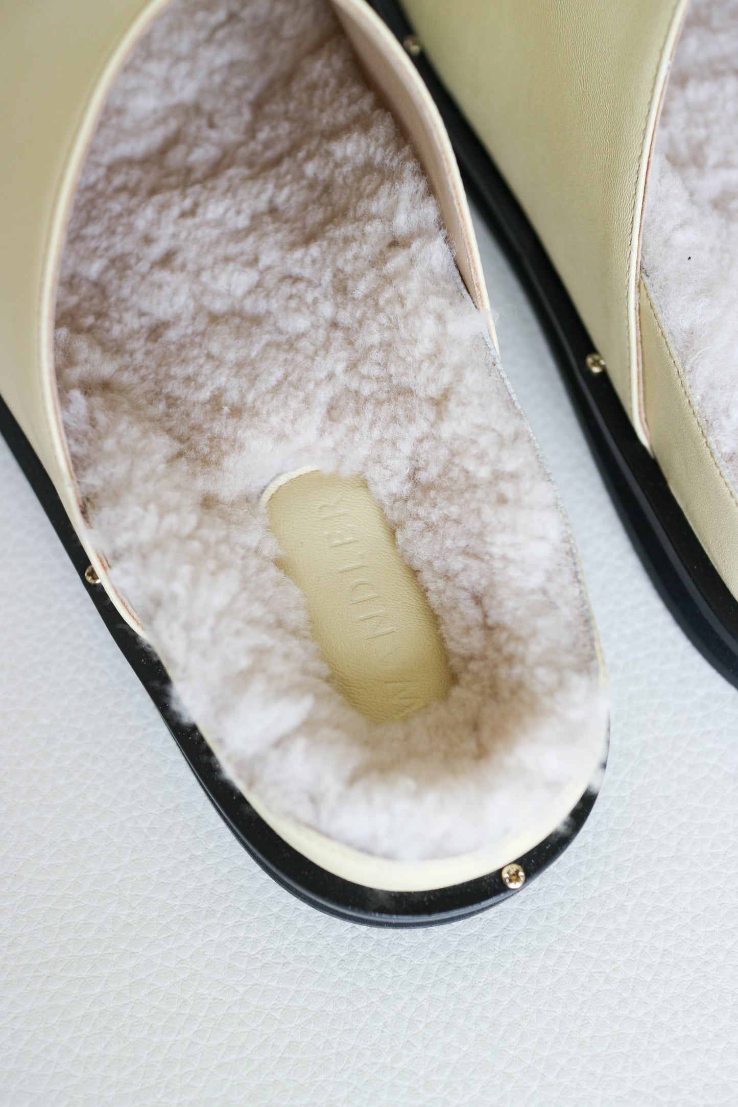 Wandler Vera Shearling Slides Cream